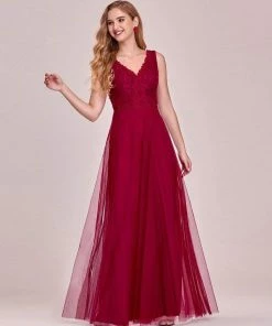 Ever-Pretty US SHOP BY OCCASION Women's Stunning V Neck Tulle & Lace Evening Dress For Engagement