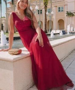 Ever-Pretty US SHOP BY OCCASION Women's Stunning V Neck Tulle & Lace Evening Dress For Engagement