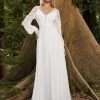 Ever-Pretty US Women's Sexy V Neck Maxi Chiffon Wedding Dress With Lace Shoulder