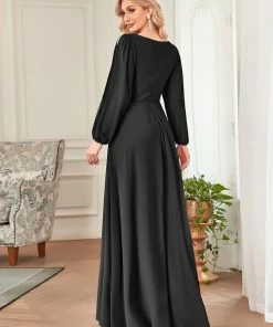 Ever-Pretty US SHOP BY OCCASION Elegant Chiffon V-Neckline Long Sleeve Formal Evening Dress