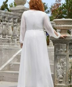 Ever-Pretty US Elegant Plus Size Long Sleeve Maxi Chiffon Formal Evening Gowns