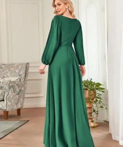 Ever-Pretty US SHOP BY OCCASION Elegant Chiffon V-Neckline Long Sleeve Formal Evening Dress