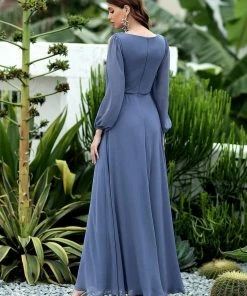 Ever-Pretty US SHOP BY OCCASION Elegant Chiffon V-Neckline Long Sleeve Formal Evening Dress