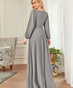 Ever-Pretty US SHOP BY OCCASION Elegant Chiffon V-Neckline Long Sleeve Formal Evening Dress