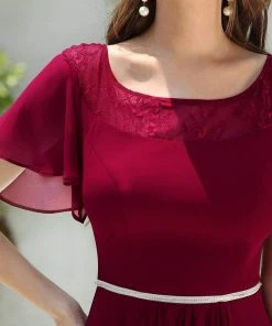 Ever-Pretty US SHOP BY OCCASION Women's Casual Boat Neck A-Line Midi Dress With Asymmetrical Hems