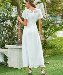 Ever-Pretty US SHOP BY OCCASION Women's Casual Boat Neck A-Line Midi Dress With Asymmetrical Hems