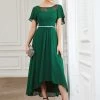 Ever-Pretty US SHOP BY OCCASION Women's Casual Boat Neck A-Line Midi Dress With Asymmetrical Hems