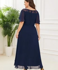 Ever-Pretty US SHOP BY OCCASION Women's Casual Boat Neck A-Line Midi Dress With Asymmetrical Hems