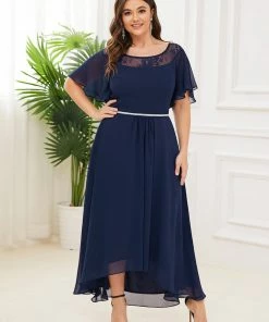 Ever-Pretty US SHOP BY OCCASION Plus Size Boat Neck Formal Cocktail Dress With Sleeves