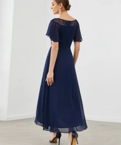 Ever-Pretty US SHOP BY OCCASION Women's Casual Boat Neck A-Line Midi Dress With Asymmetrical Hems