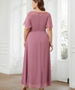 Ever-Pretty US SHOP BY OCCASION Women's Casual Boat Neck A-Line Midi Dress With Asymmetrical Hems