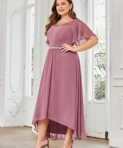Ever-Pretty US SHOP BY OCCASION Plus Size Boat Neck Formal Cocktail Dress With Sleeves