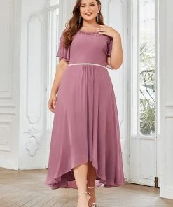 Ever-Pretty US SHOP BY OCCASION Plus Size Boat Neck Formal Cocktail Dress With Sleeves