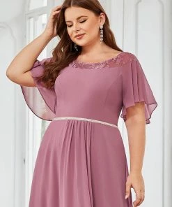 Ever-Pretty US SHOP BY OCCASION Plus Size Boat Neck Formal Cocktail Dress With Sleeves