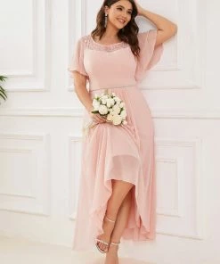 Ever-Pretty US SHOP BY OCCASION Women's Casual Boat Neck A-Line Midi Dress With Asymmetrical Hems