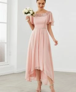 Ever-Pretty US SHOP BY OCCASION Women's Casual Boat Neck A-Line Midi Dress With Asymmetrical Hems