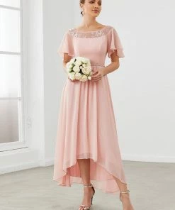 Ever-Pretty US SHOP BY OCCASION Women's Casual Boat Neck A-Line Midi Dress With Asymmetrical Hems