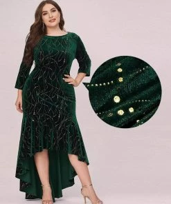 Ever-Pretty US Plus Size Velvet Long Sleeve Formal Evening Dresses SHOP BY OCCASION