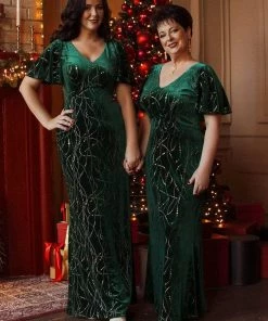 Ever-Pretty US Women's Stylish Bodycon High-Low Velvet Party Dress