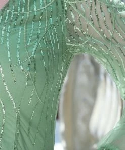 Ever-Pretty US SHOP BY OCCASION Plus Size Sequin Bodice Long Sleeve Tulle Evening Dress