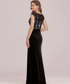 Ever-Pretty US SHOP BY OCCASION Sassy Round Neck Evening Dress With Lace And Beaded Belt