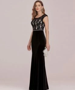 Ever-Pretty US SHOP BY OCCASION Sassy Round Neck Evening Dress With Lace And Beaded Belt