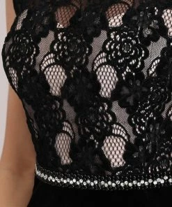 Ever-Pretty US SHOP BY OCCASION Sassy Round Neck Evening Dress With Lace And Beaded Belt