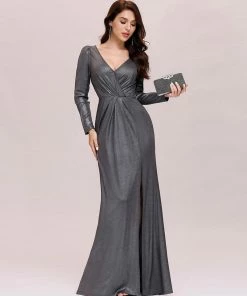 Ever-Pretty US SHOP BY OCCASION Adorable V Neck Bodycon Evening Dress With Long Sleeves