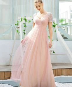 Ever-Pretty US SHOP BY OCCASION Sweet V Neck A-Line Tulle Bridesmaid Dress With Sequin