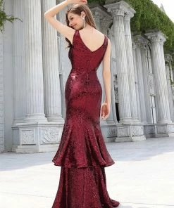 Ever-Pretty US Custom Size Sexy Double Hem Mermaid Sequin Evening Dress Summer Dresses 2022