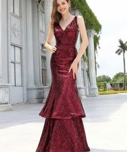 Ever-Pretty US Custom Size Sexy Double Hem Mermaid Sequin Evening Dress Summer Dresses 2022