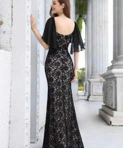 Ever-Pretty US Elegant V-neck Full Lace Long Mermaid Evening Dress