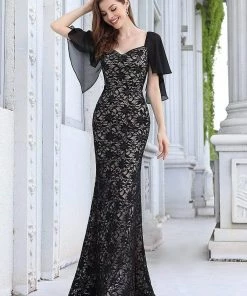 Ever-Pretty US Elegant V-neck Full Lace Long Mermaid Evening Dress