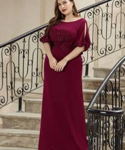 Ever-Pretty US Trendy Round Neck Long Mermaid Evening Dress With Sleeves