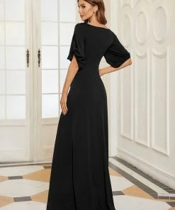 Ever-Pretty US Trendy Round Neck Long Mermaid Evening Dress With Sleeves