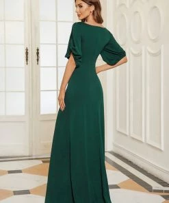 Ever-Pretty US Trendy Round Neck Long Mermaid Evening Dress With Sleeves