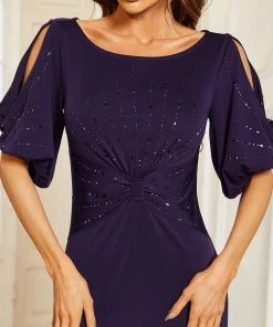 Ever-Pretty US Trendy Round Neck Long Mermaid Evening Dress With Sleeves