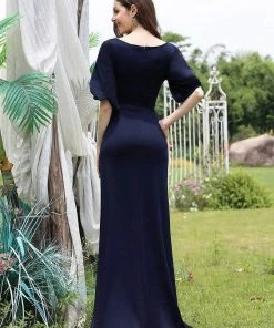 Ever-Pretty US Trendy Round Neck Long Mermaid Evening Dress With Sleeves