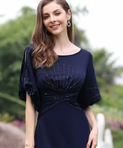 Ever-Pretty US Trendy Round Neck Long Mermaid Evening Dress With Sleeves