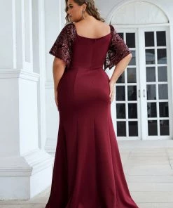 Ever-Pretty US SHOP BY OCCASION Elegant Plus Size V Neck Fishtail Evening Dress For Women