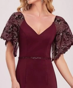 Ever-Pretty US SHOP BY OCCASION Sexy V Neck Maxi Bodycon Party Dress With Flare Sleeves