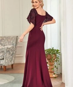 Ever-Pretty US SHOP BY OCCASION Sexy V Neck Maxi Bodycon Party Dress With Flare Sleeves