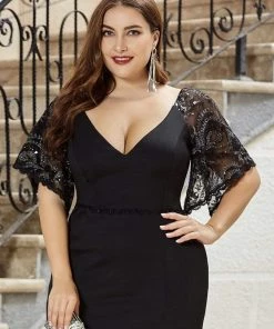Ever-Pretty US Plus Size V Neck Elegant Long Formal Dresses