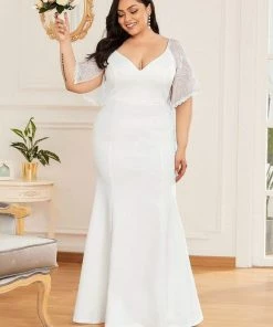Ever-Pretty US Plus Size V Neck Elegant Long Formal Dresses