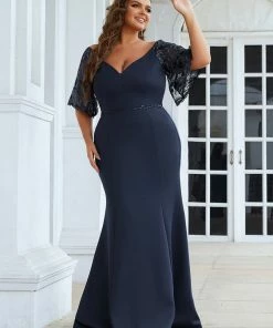 Ever-Pretty US Plus Size V Neck Elegant Long Formal Dresses