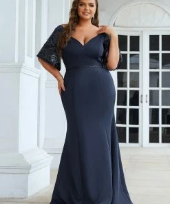 Ever-Pretty US Plus Size V Neck Elegant Long Formal Dresses