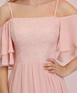 Ever-Pretty US SHOP BY OCCASION Sweet Off Shoulders Chiffon Bridesmaid Dresses With Lace Decoration
