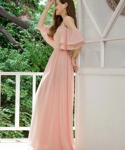 Ever-Pretty US SHOP BY OCCASION Sweet Off Shoulders Chiffon Bridesmaid Dresses With Lace Decoration