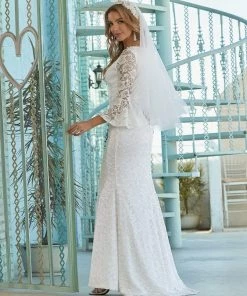 Ever-Pretty US Sexy Maxi Mermaid Lace Elopement Wedding Dress With High Split SHOP BY STYLE