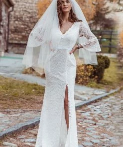 Ever-Pretty US Sexy Maxi Mermaid Lace Elopement Wedding Dress With High Split SHOP BY STYLE
